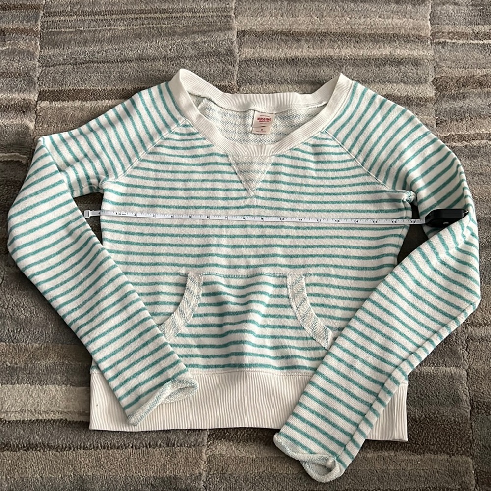 Lightweight cotton long sleeve top. Teal stripes. Great condition.